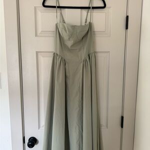 Green Spaghetti Strap Midi Sundress for Prom